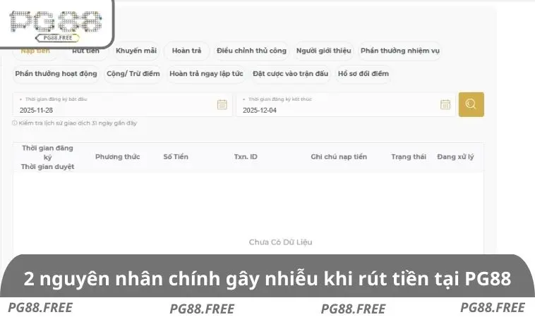 Hai nguyên nhân chính gây nhiễu khi rút tiền tại PG88