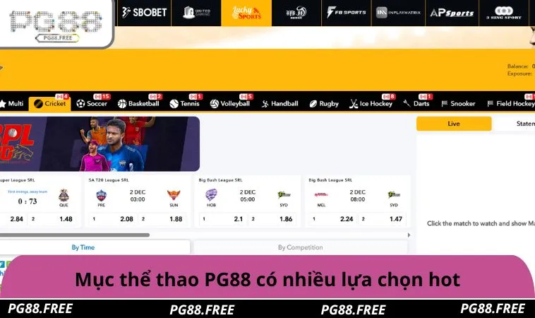 Mục thể thao PG88 có nhiều lựa chọn hot
