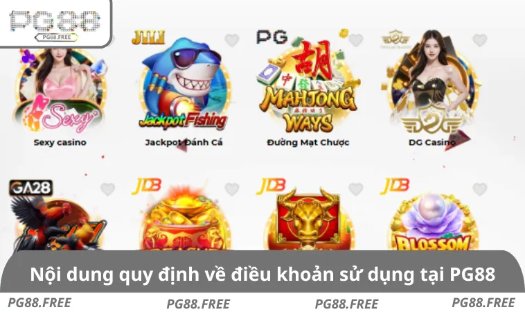 Nội dung quy định về điều khoản sử dụng tại PG88