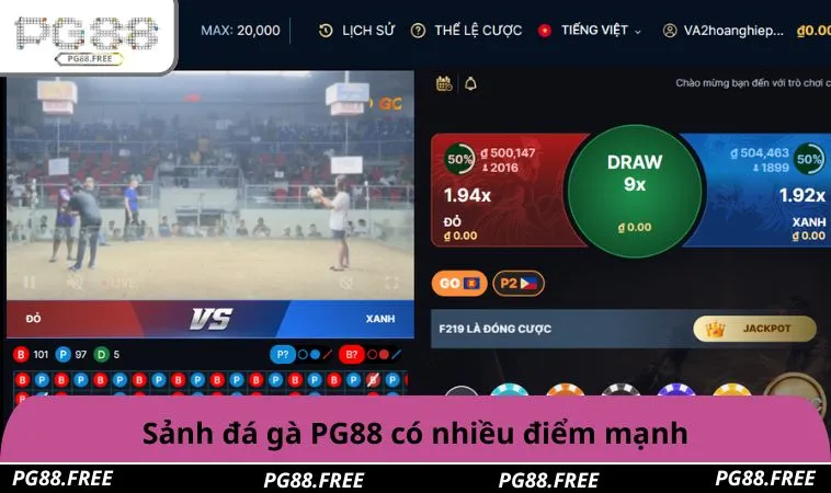 Sảnh đá gà PG88 có nhiều điểm mạnh